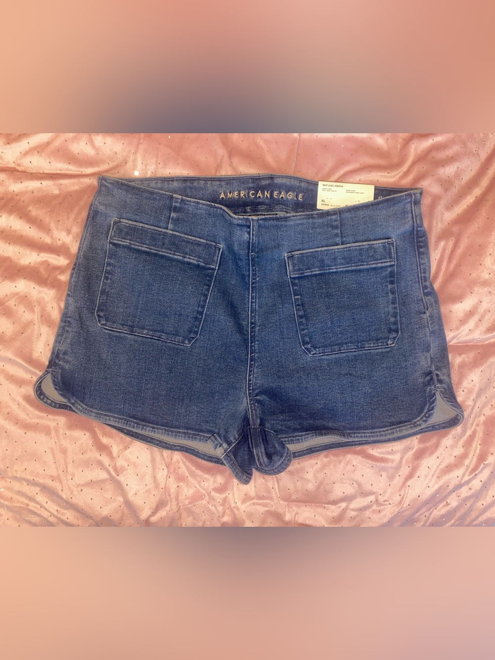 American Eagle Blue Denim Micro Shorts with Front Pockets